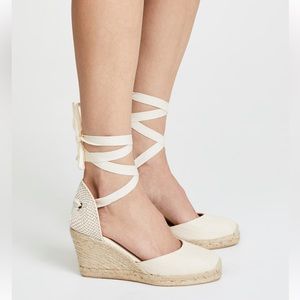 Soludos Tall Wedge Espadrilles in Ivory